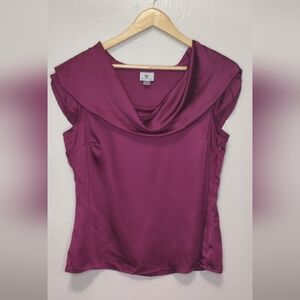 Worthington Purple/Maroon Cowl Neck Blouse Womens Size Large